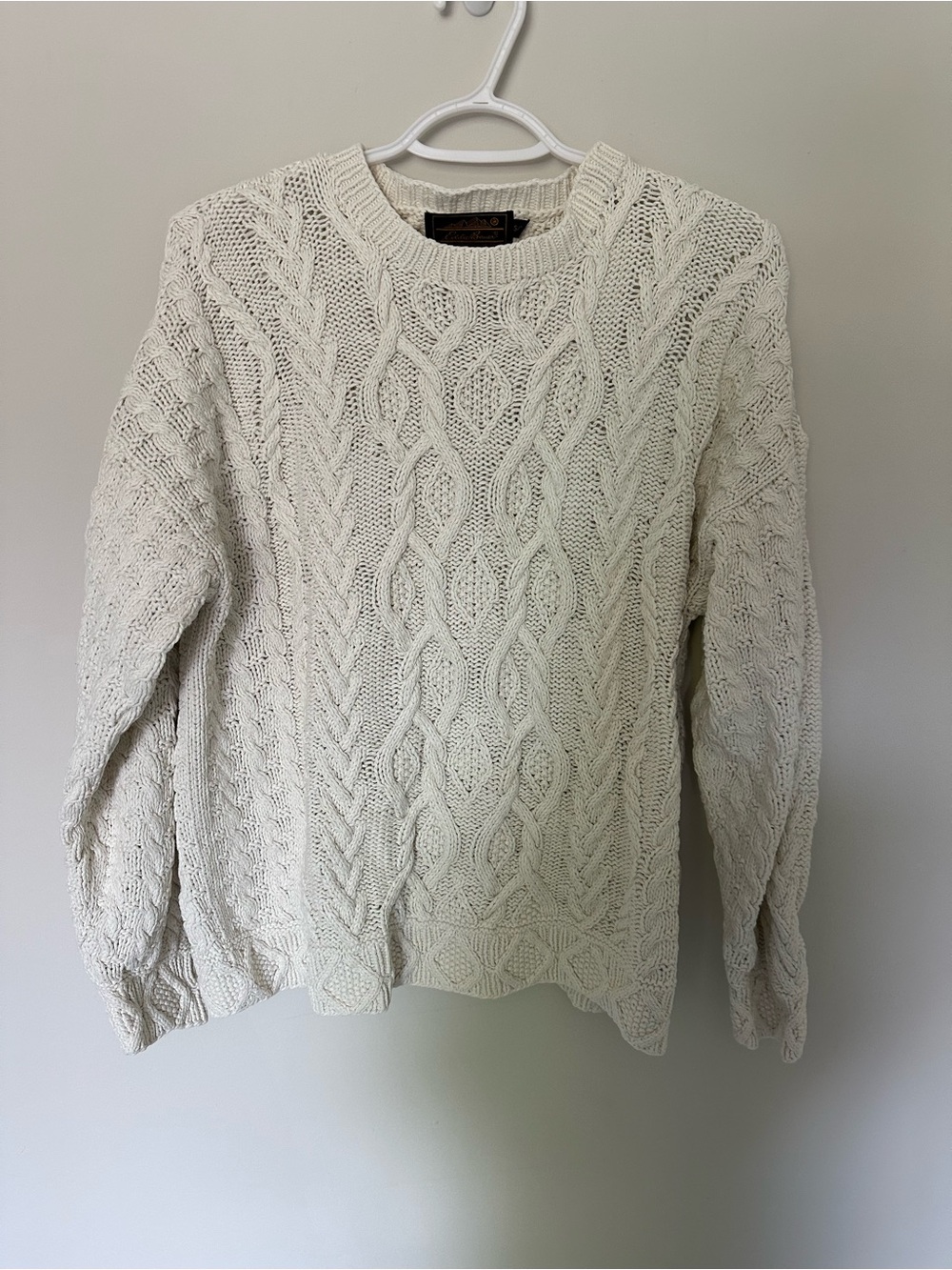 Eddie Bauer Classic Cable Knit Crewneck Sweater - Cream